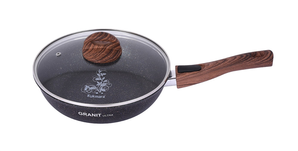 מחבת יציקת אלימיניום 26 ס"מ עם מכסה וידית נשלפת