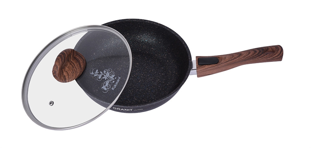 מחבת יציקת אלימיניום 26 ס"מ עם מכסה וידית נשלפת