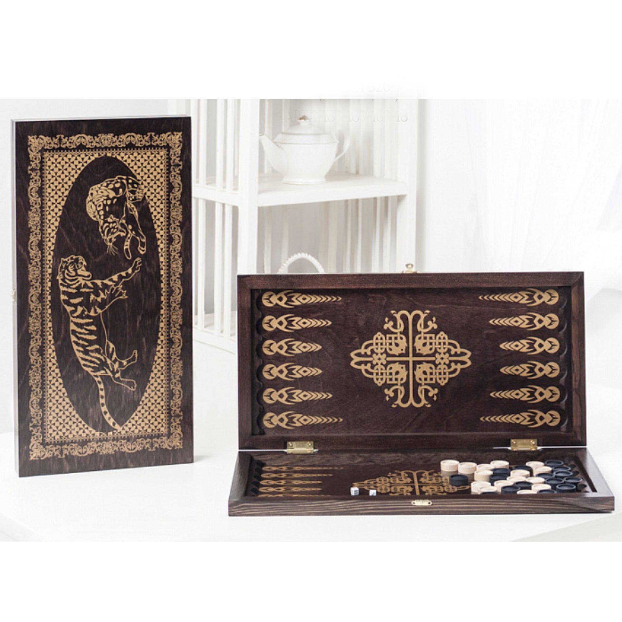 Нарды деревянные "Золотой леопард" - коричневые