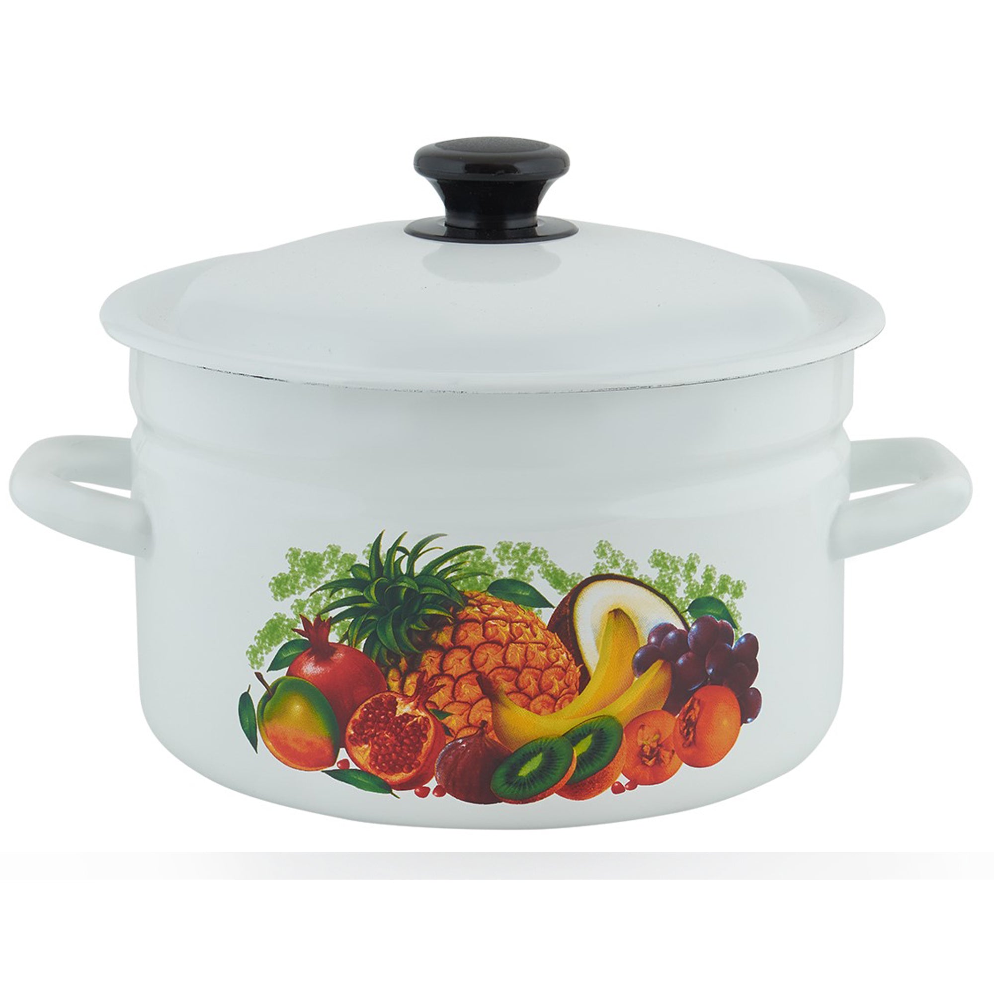 סיר אמייל  5 ליטר לבן פירות