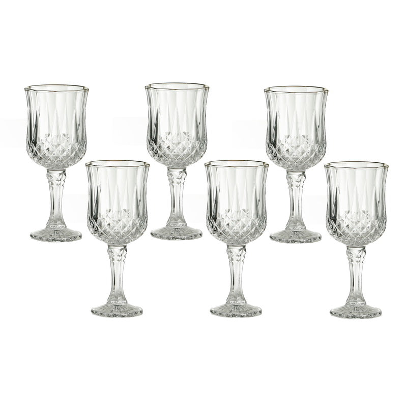 Набор из 6 бокалов для вина с золотым декором 200 мл