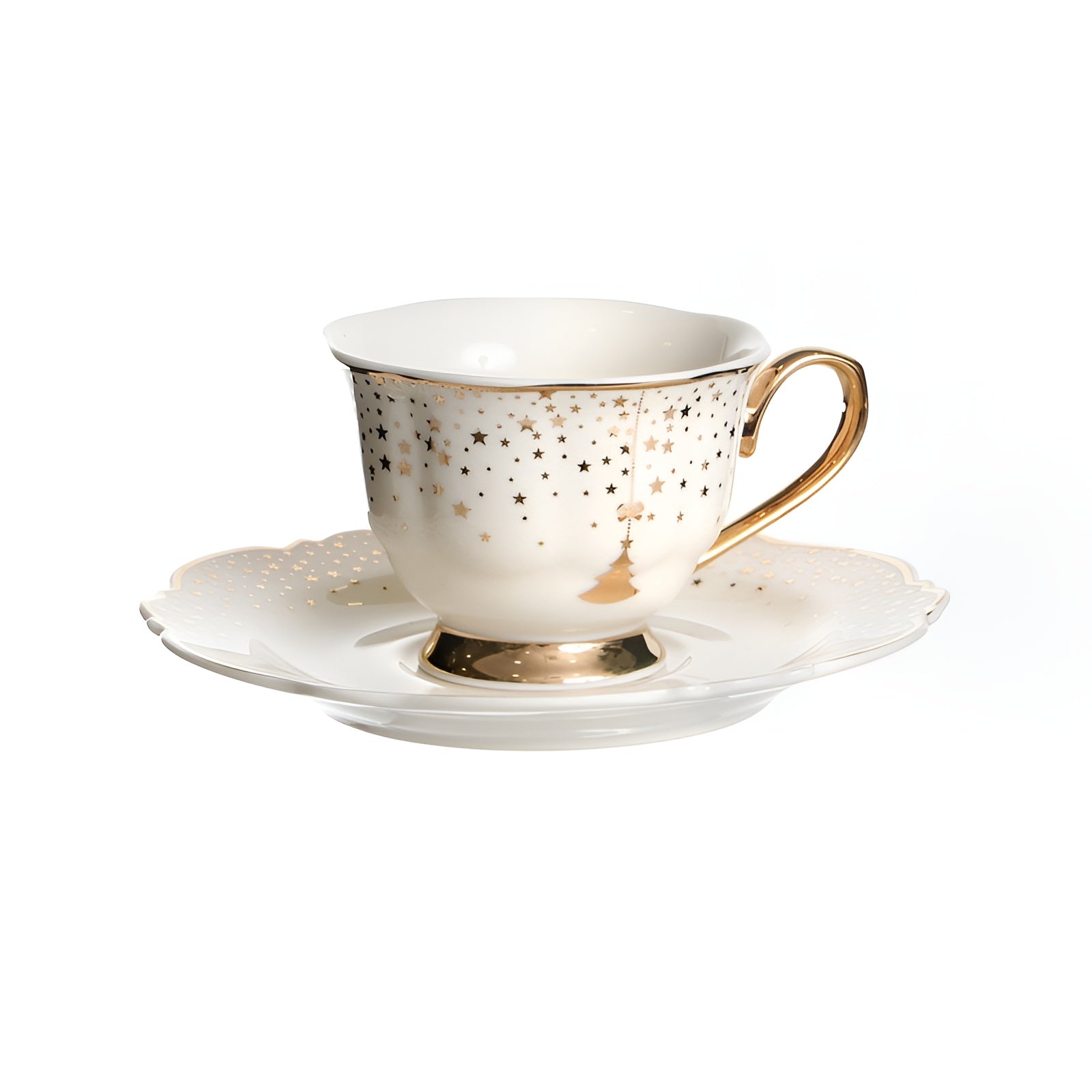 Чайный набор 6 чашек Antony роскошного фарфора New Bone China для праздничного стола. черный/белый/золотой 180 мл
