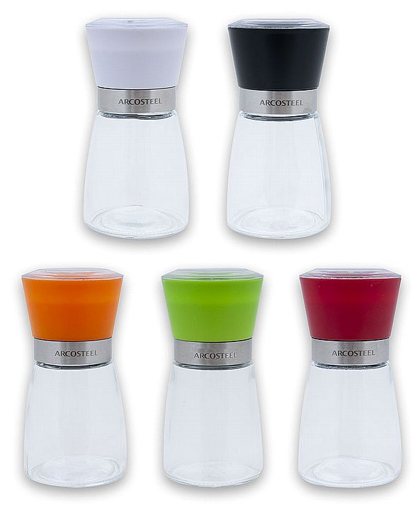 מטחנה קרמית למלח ופלפל זכוכית מכסה צבעוני ARCOSTEEL