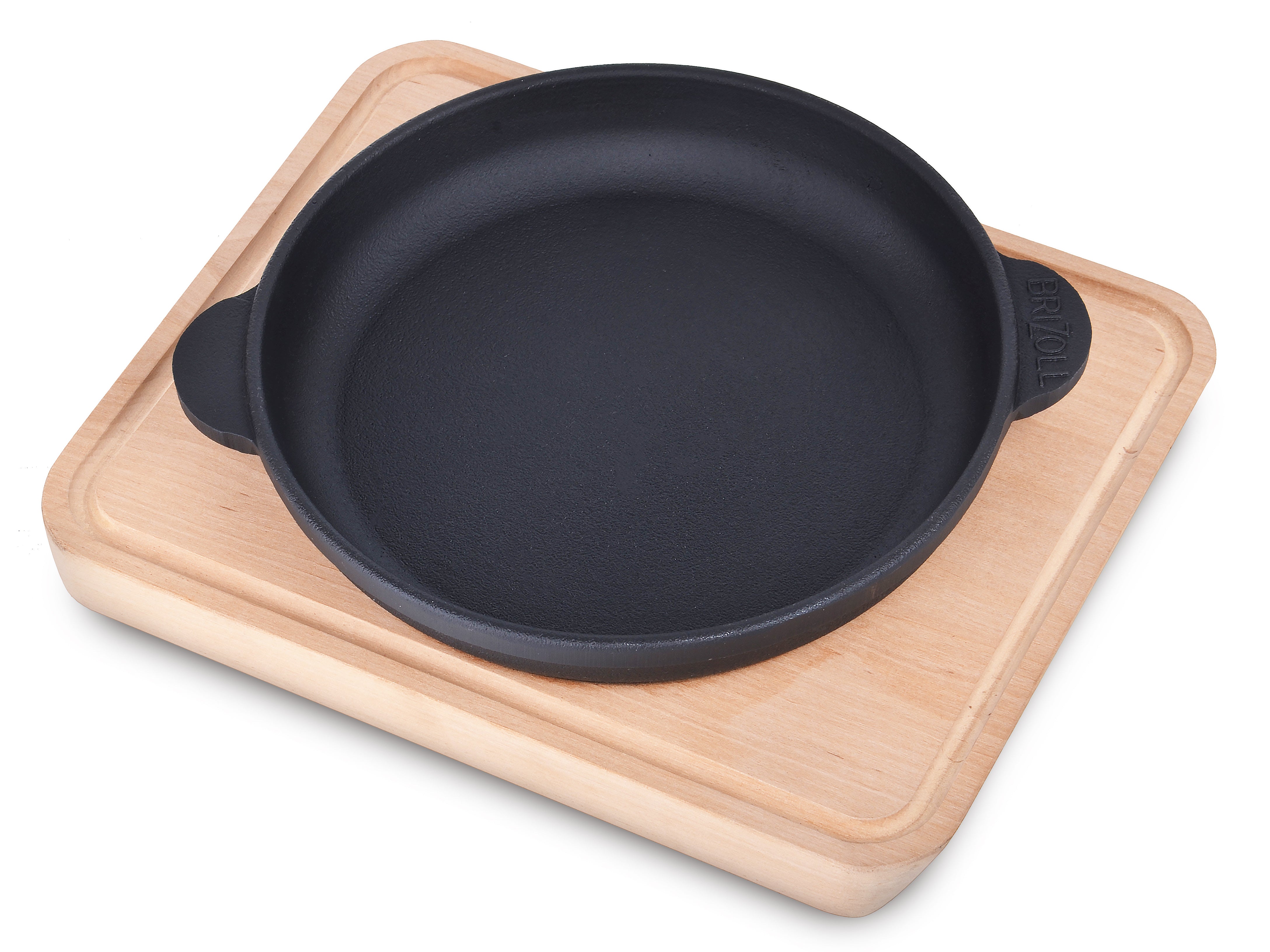 מחבת יציקת ברזל עם מגש עץ 140*25