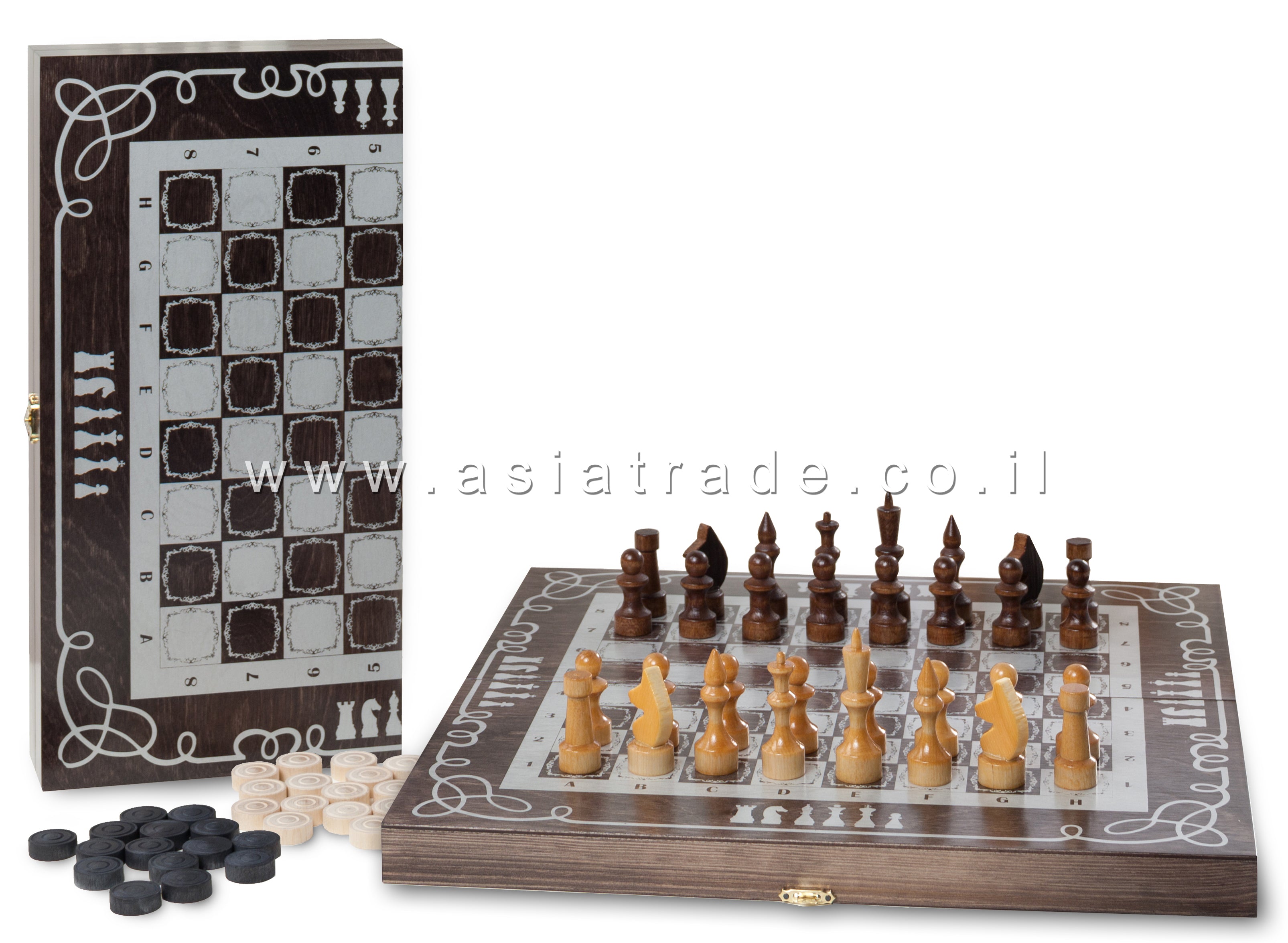 שחמט ודמקה קלאסי מעץ