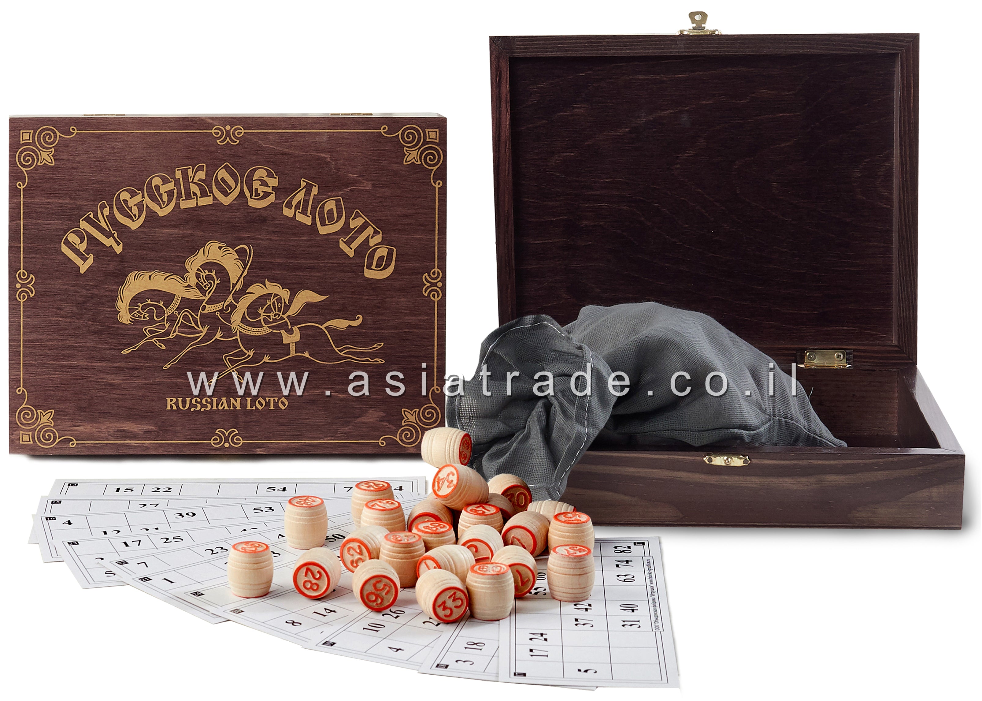 ИГРА РУССКОЕ ЛОТО В ДЕРЕВЯННОЙ ВЕНГЕ ШКАТУЛКЕ,
РИСУНОК ЗОЛОТО "ТРОЙКА"