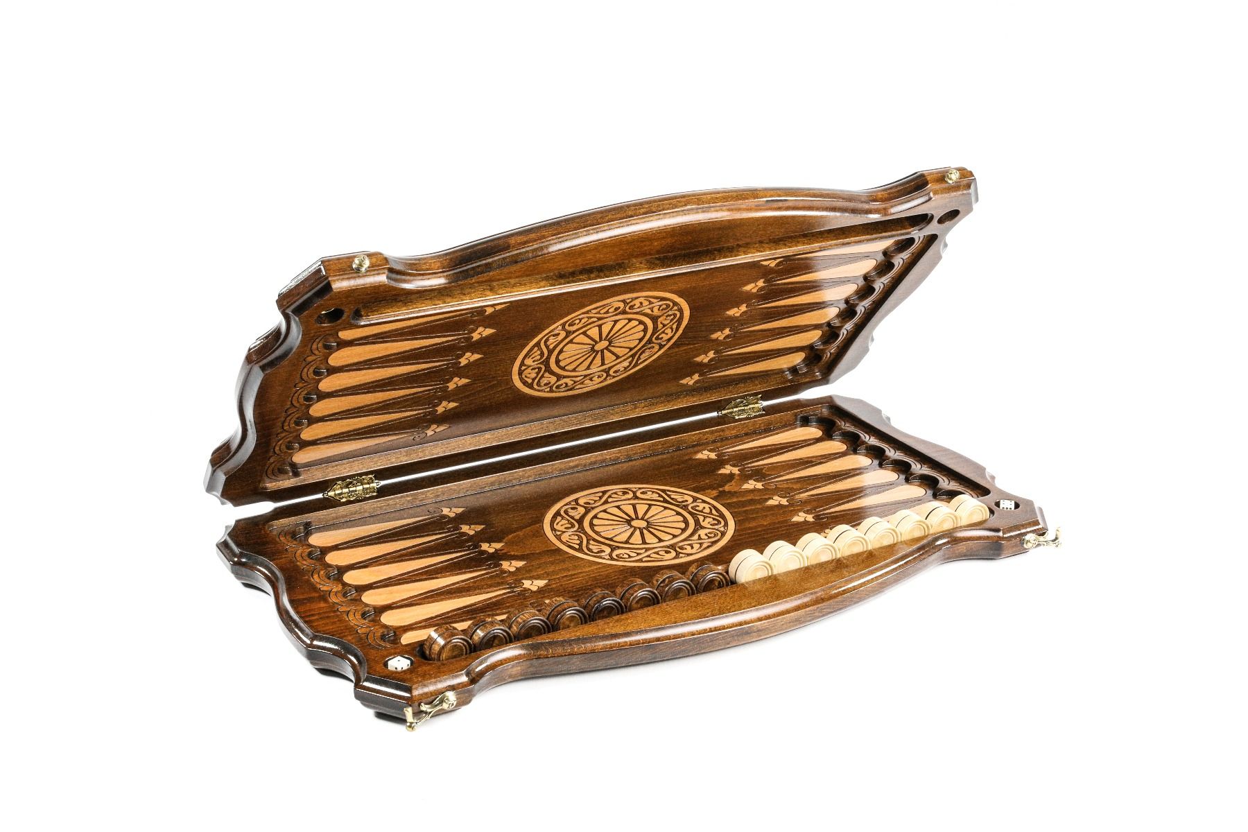 שש בש יוקרתי עץ מלא חקוק נצח