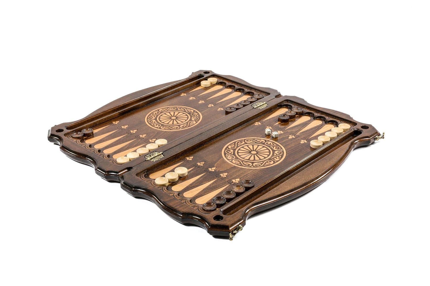 שש בש יוקרתי עץ מלא חקוק נצח