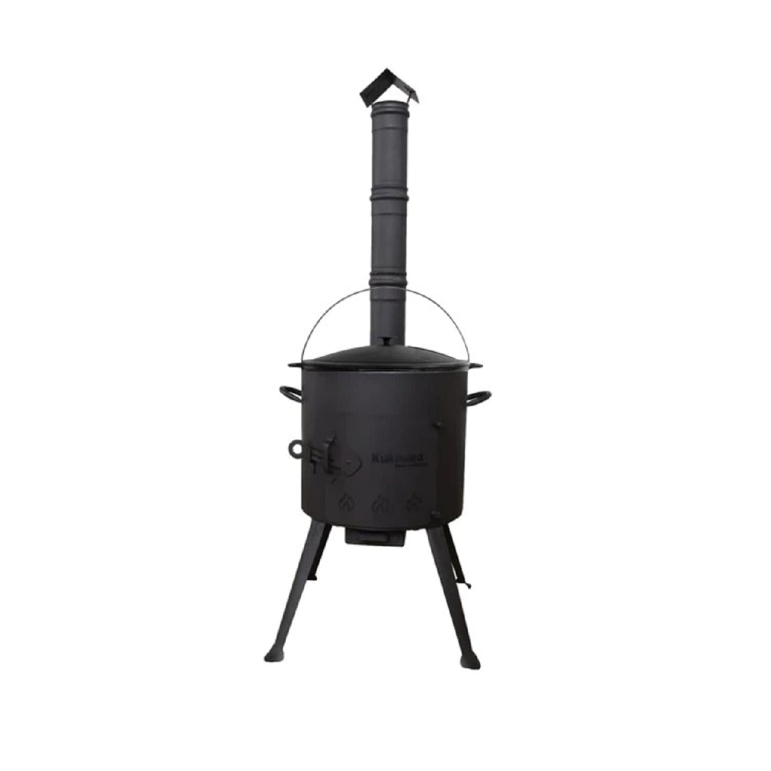 סט תנור שטח עם ארובה+קאזן 12 ל' יציקת ברזל