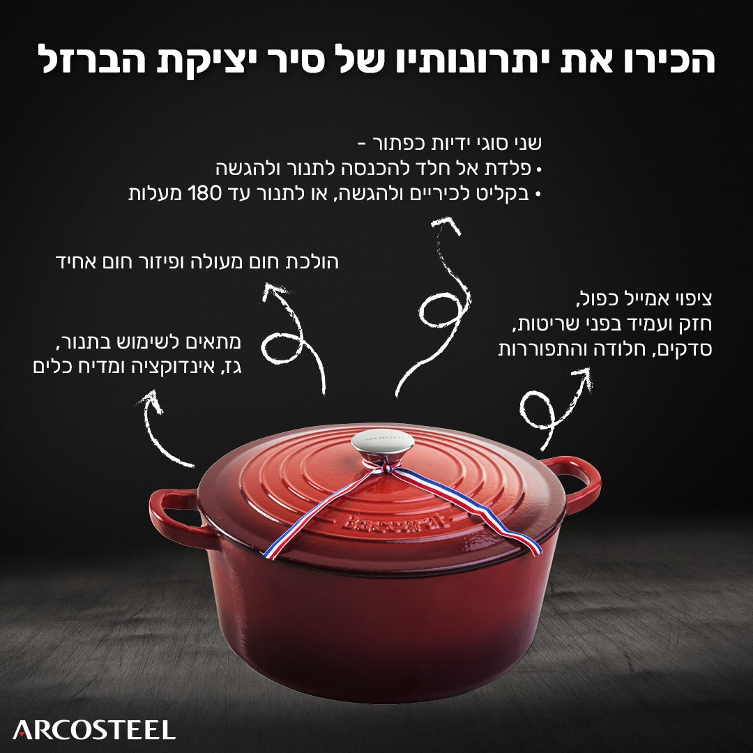 לה קונוסייר - סיר יציקת ברזל עגול 29 ס"מ ARCOSTEEL