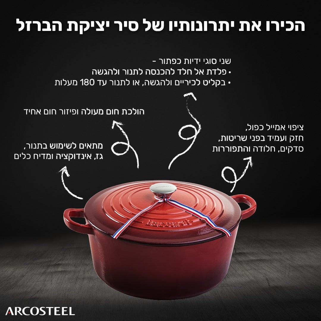 לה קונוסייר - סיר יציקת ברזל עגול 29 ס"מ ARCOSTEEL