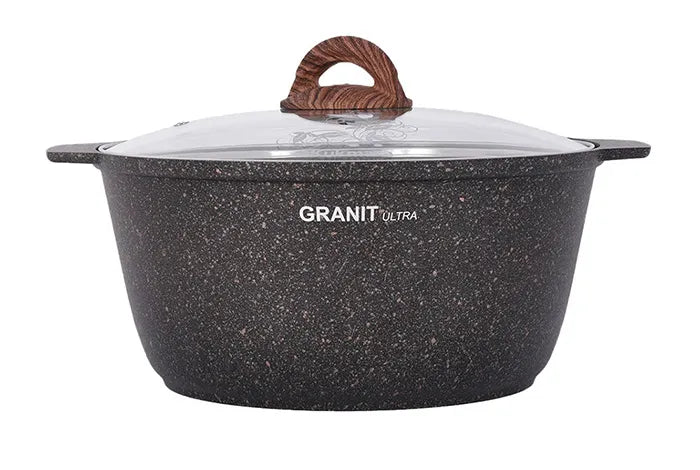 Кастрюля-жаровня 5л со стеклянной крышкой, АП линия «Granit Ultra»