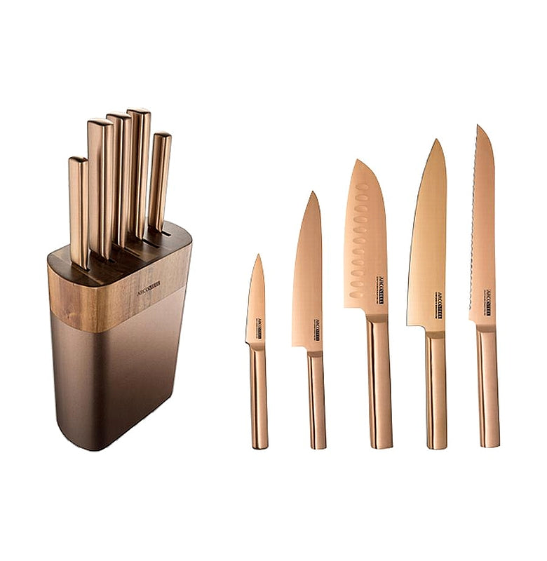 סט סכינים מקצועי 5 חלקים עם מעמד – ARCOSTEEL TANTO