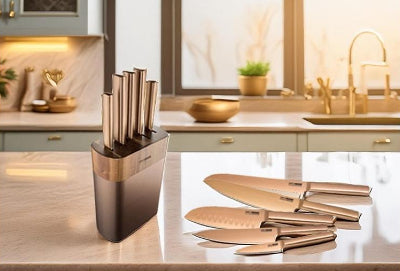 סט סכינים מקצועי 5 חלקים עם מעמד – ARCOSTEEL TANTO