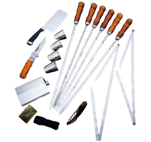 Набор шампуров в изящной деревянной коробке кожа VIP 6