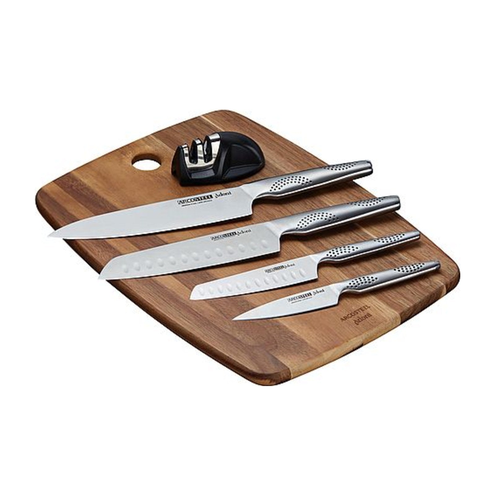 סט סכינים 6 חלקים עם לוח חיתוך ומשחיז ARCOSTEEL Adoni