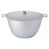 Asia Trade 30-liter aluminum cauldron pot with a matching lid and side handles for large-scale cooking.
