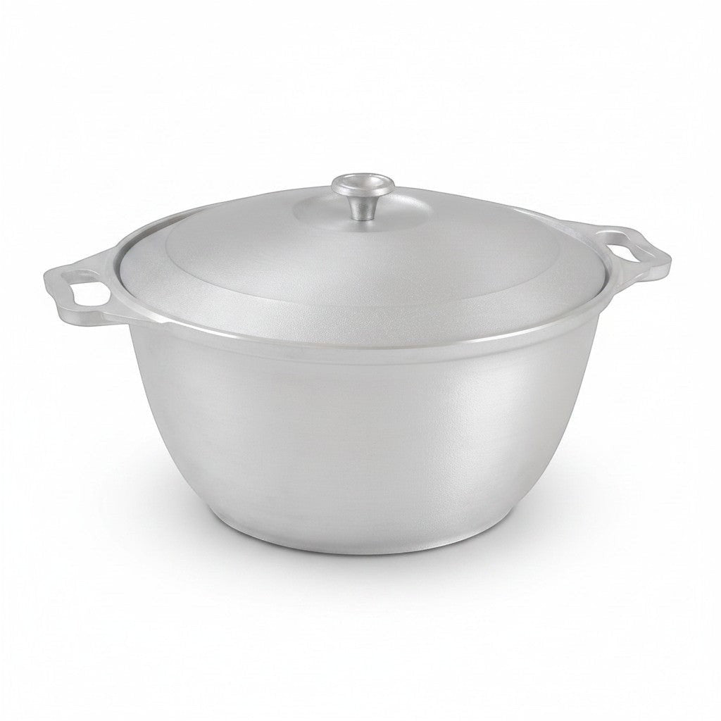 Asia Trade 6-liter cast aluminum cooking pot with lid and integrated handles for even heat distribution