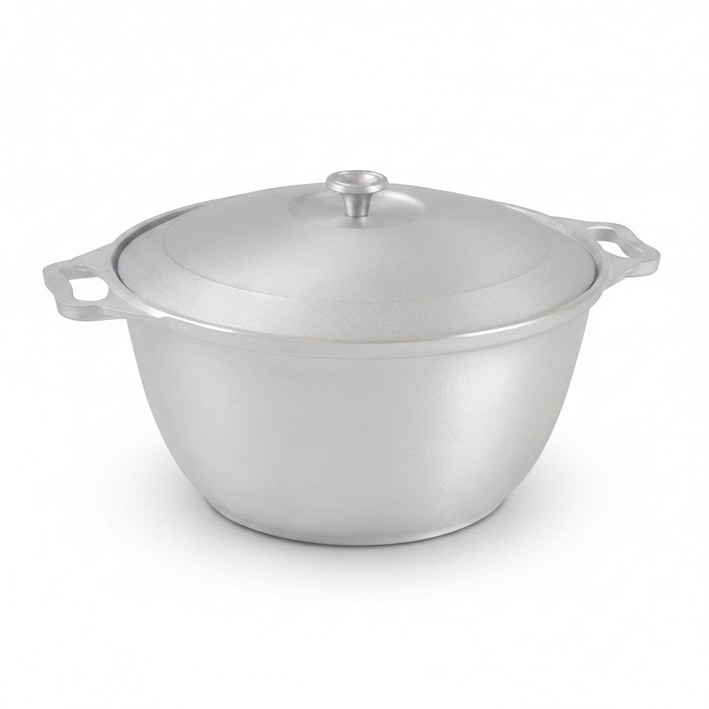 Asia Trade 8-liter cast aluminum cooking pot with lid and integrated handles for even heat distribution
