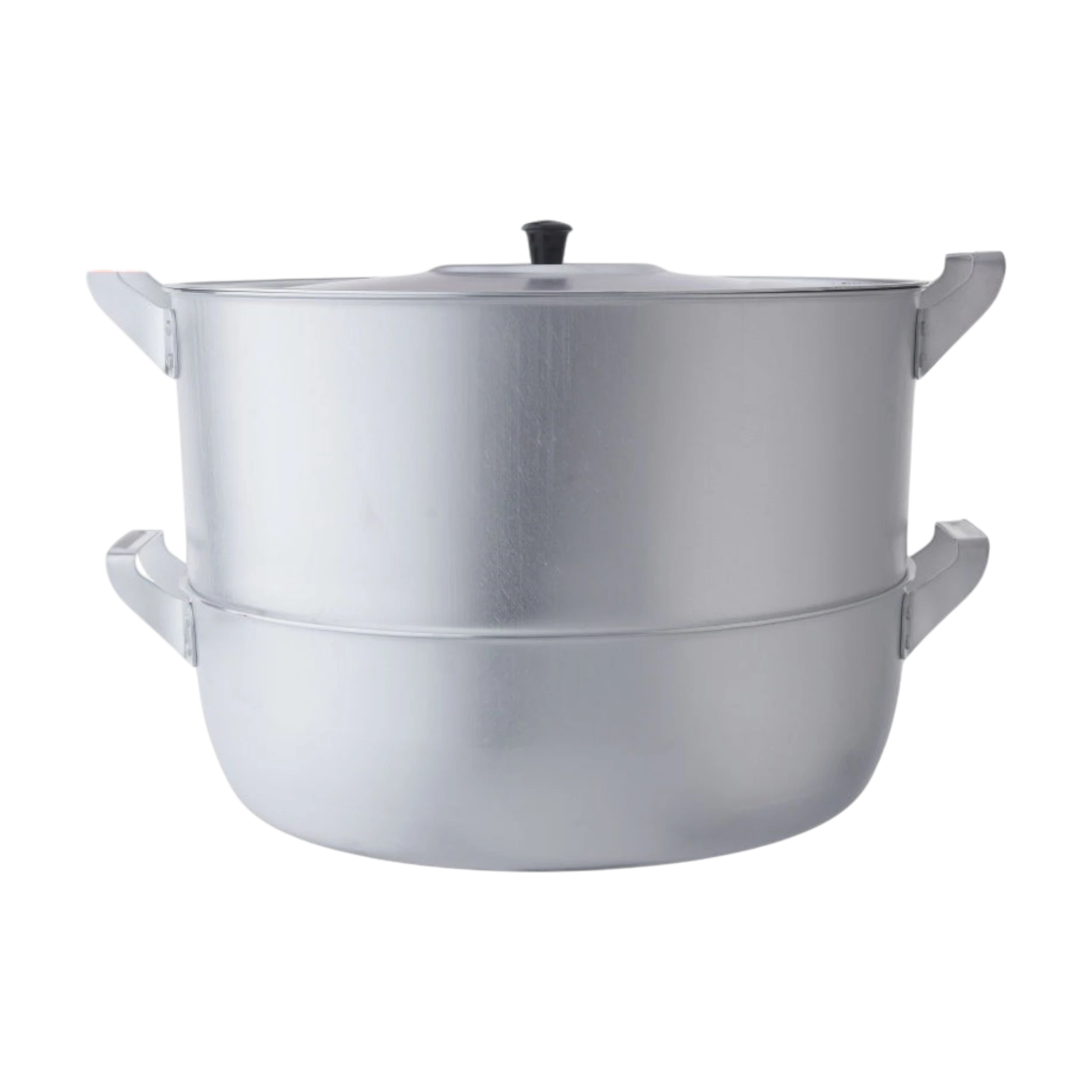 Asia Trade 15-liter aluminum Manti Kazan steamer pot with multiple tiers for traditional dumpling cooking.