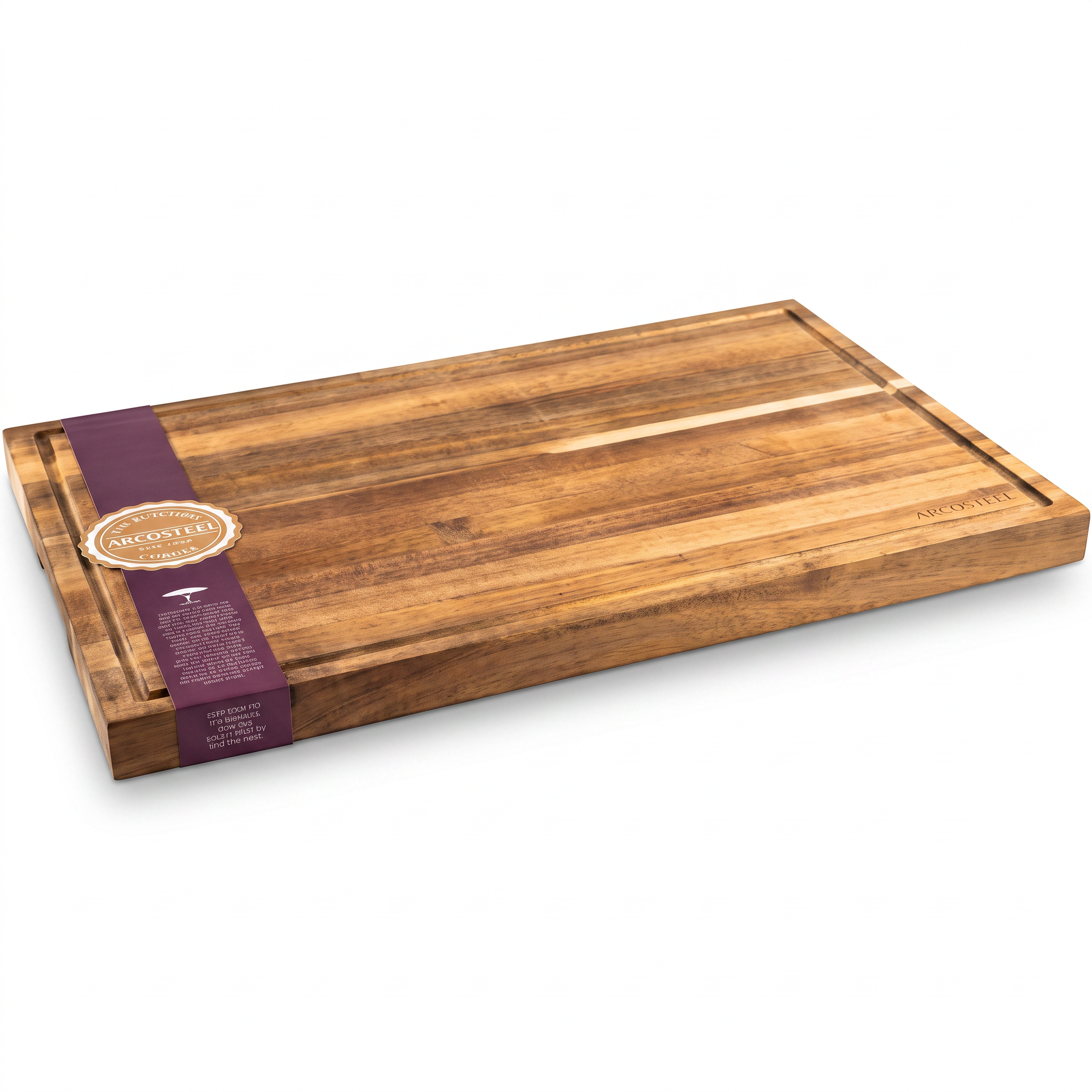 Asia Trade ARCOSTEEL large rectangular wooden cutting and serving board with juice groove