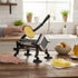 Asia Trade ARCOSTEEL professional stainless steel potato chipper on a wooden kitchen counter with sliced fries