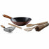 Asia Trade ARCOSTEEL 7-piece non-stick wok set with wooden handle, bamboo utensils, strainer, and cooking chopsticks.