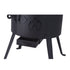 Asia Trade black metal outdoor field stove with flame cutout design and ash tray drawer