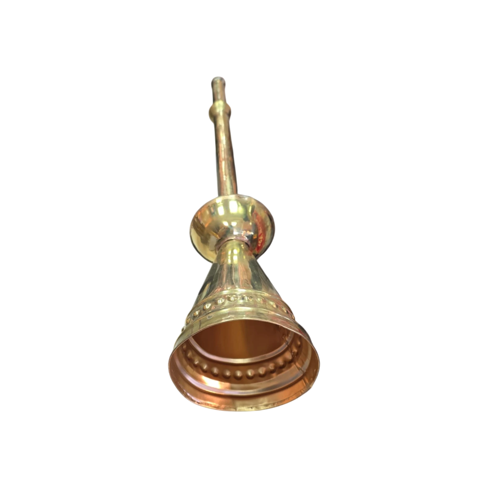Asia Trade traditional brass Karnay trumpet with a wide flared bell and decorative embossed detailing