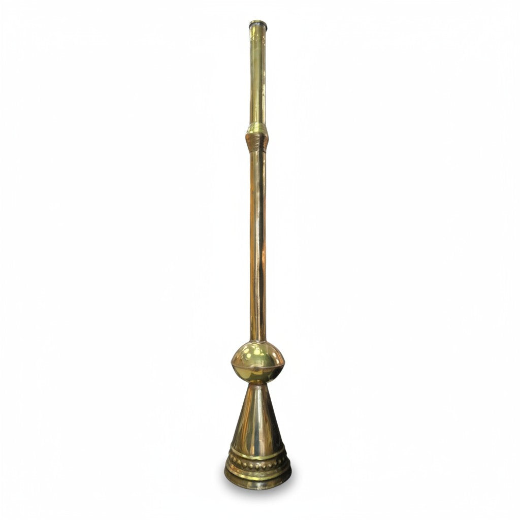 Asia Trade traditional brass Karnay trumpet with a long slender body and flared bell base
