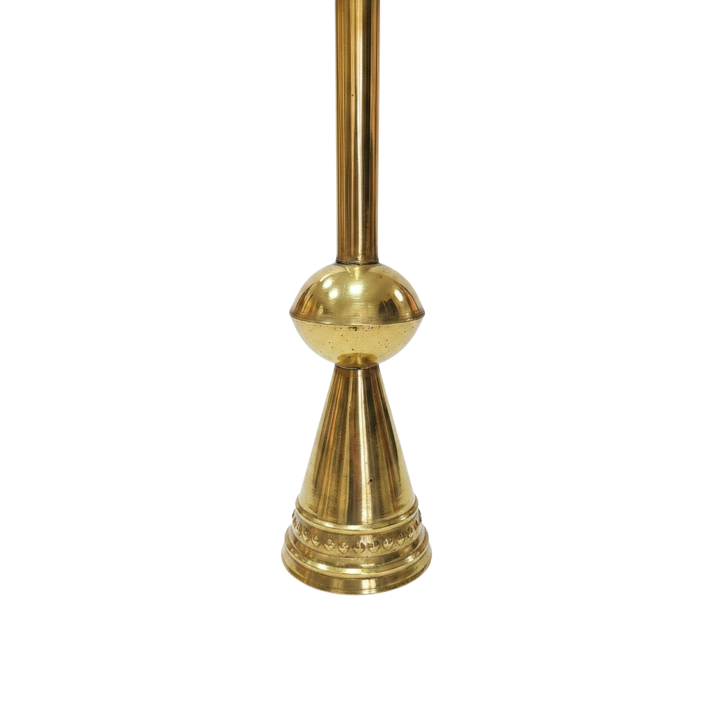 Asia Trade traditional brass Karnay Bukharian trumpet with a polished metallic finish and decorative base details.