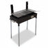 Asia Trade portable Brazilian charcoal grill with a black steel body, chrome grid, and sturdy legs for outdoor cooking.