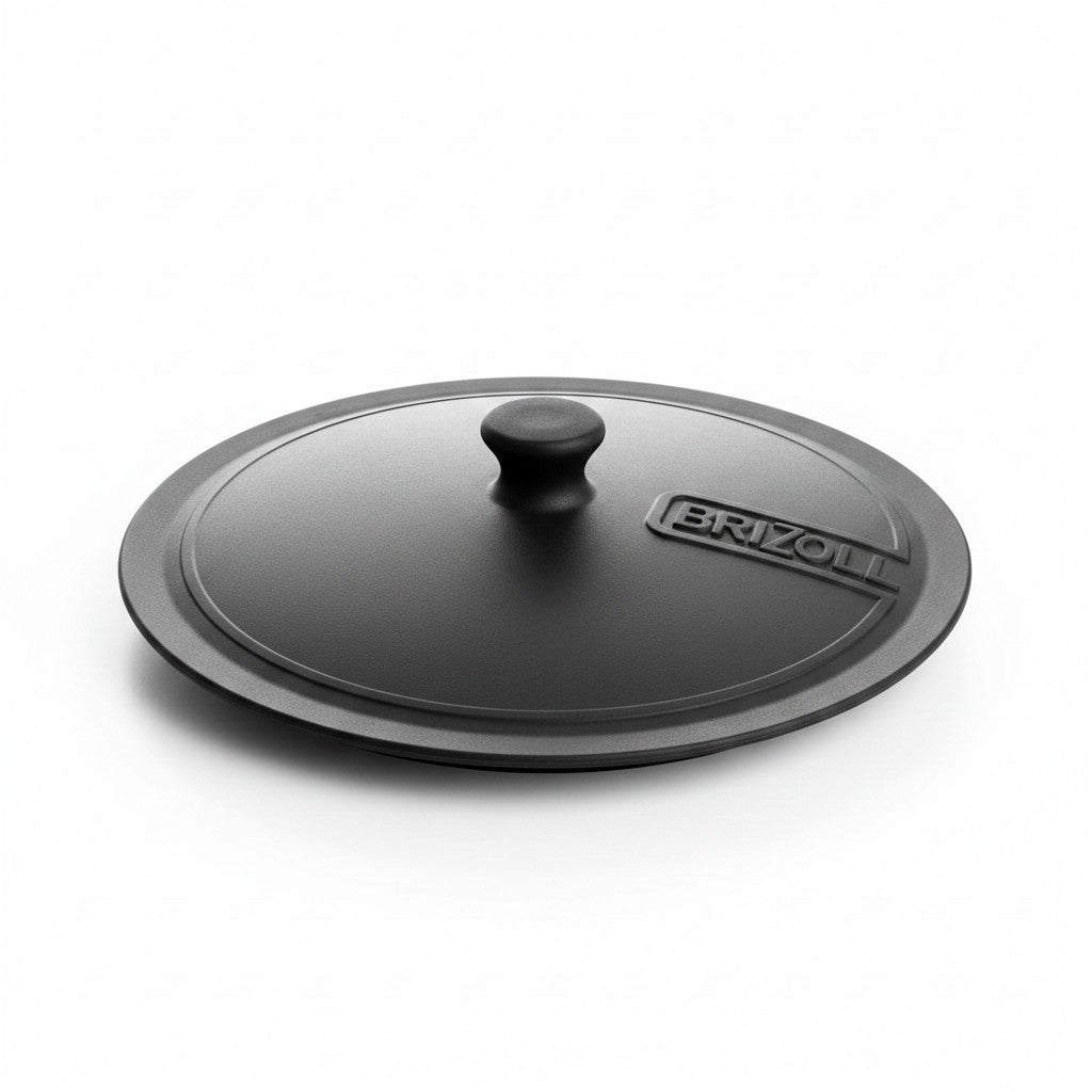 Asia Trade Brizoll black cast iron pot lid with embossed logo, suitable for 6-liter cookware