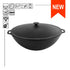 Asia Trade BRIZOLL 8-liter cast iron wok with lid, featuring a durable black finish and side handles.