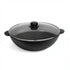 Asia Trade BRIZOLL 4.7L cast iron wok with glass lid, suitable for all stovetops and open fire cooking.