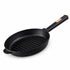 Asia Trade BRIZZOL cast iron grill pan with a black handle, 28cm diameter, suitable for induction and oven use.