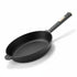 Asia Trade BRIZZOL 28cm cast iron skillet with a wooden handle, suitable for induction and open fire cooking.