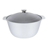 Asia Trade 5-liter cast aluminum cooking pot with a matching lid, featuring a durable silver metallic finish.