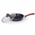 Asia Trade 24cm cast aluminum frying pan with non-stick granite coating, glass lid, and wood-effect handle.