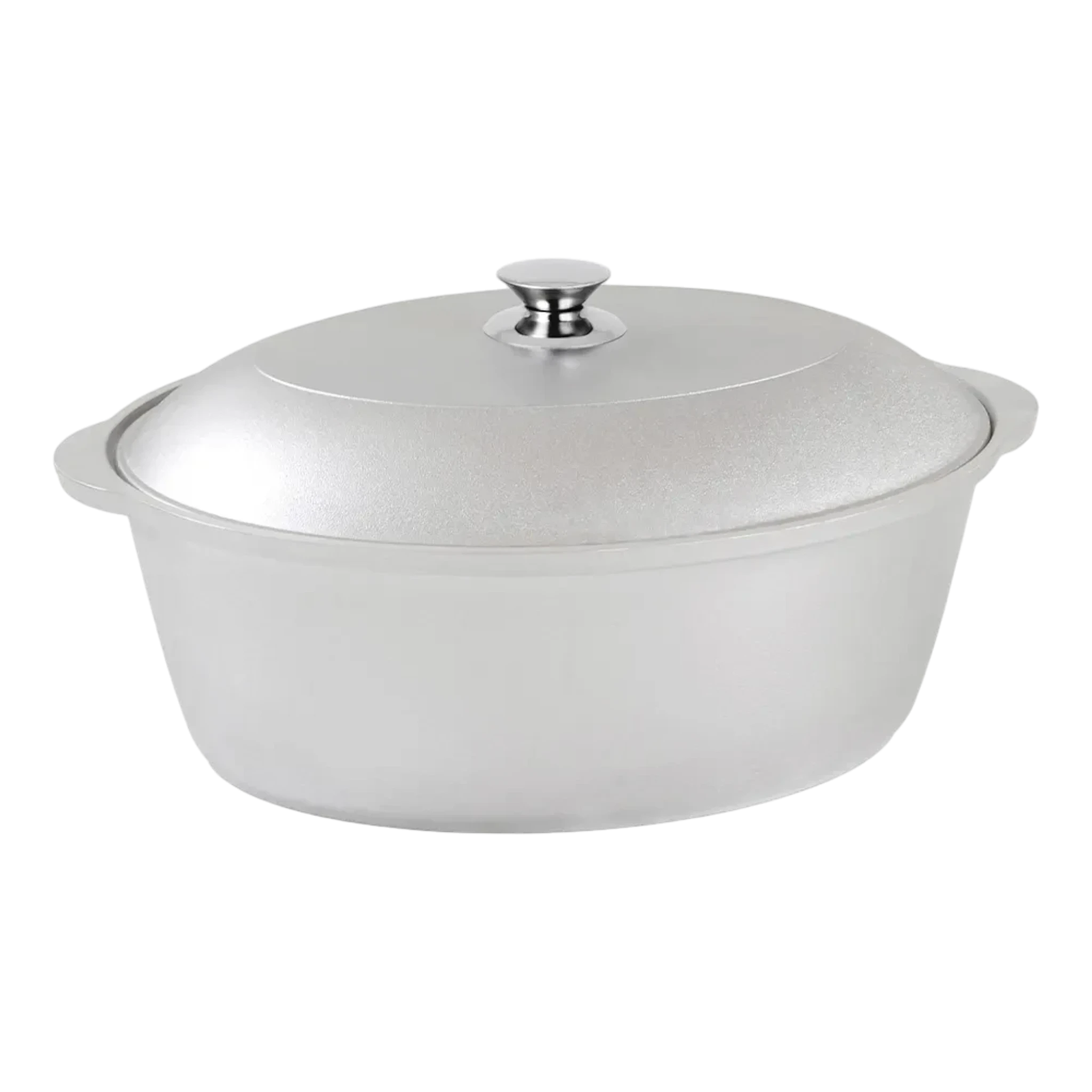 Asia Trade 5.5-liter cast aluminum oval roaster pot with a matching lid and side handles