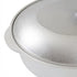Asia Trade 4-liter cast aluminum roaster pot with a matching lid, featuring a durable metallic silver finish.