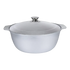 Asia Trade 5-liter cast aluminum saute pan with a matching lid, featuring a durable silver metallic finish.