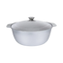Asia Trade 5-liter cast aluminum saute pan with a matching lid, featuring a durable silver metallic finish.