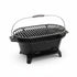 Asia Trade cast iron hibachi tabletop grill with a metal carrying handle and adjustable air vent on white background