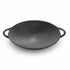 Asia Trade 40cm cast iron saj pan for open fire cooking, featuring a durable black surface and two side handles.