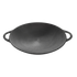 Asia Trade 50cm cast iron saj pan for open fire cooking with dual side handles on a black background