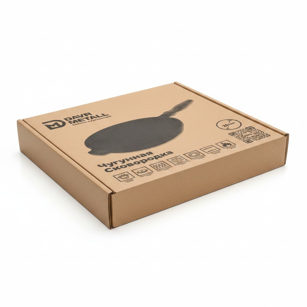 Asia Trade 28cm cast iron skillet in branded cardboard packaging box