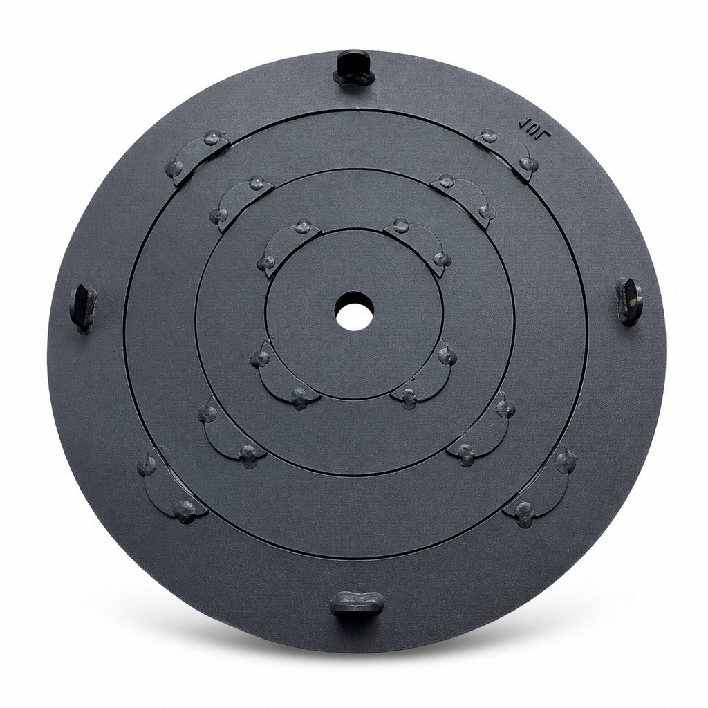 Asia Trade black cast iron stove rings for 10-liter Kazan outdoor cooking pot, top view
