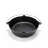 Asia Trade cast iron tabletop grill base with a metal handle for keeping cast iron cookware warm while serving.