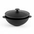 Asia Trade 3.7L cast iron wok with matching lid, featuring a durable black finish and sturdy side handles.